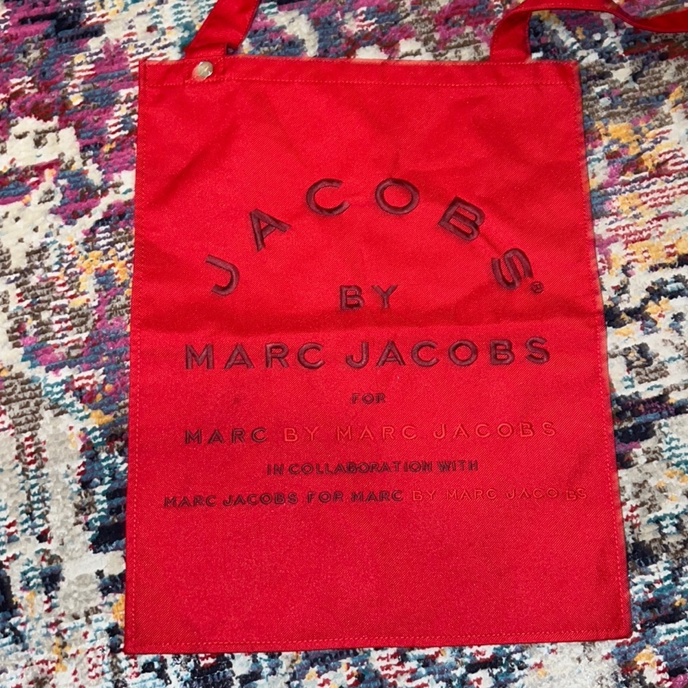 Marc Jacobs red canvas tote bag